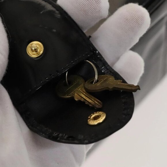 CHANEL Vanity Hand Bag Enamel 2way Black Gold CC Auth 130982 - Picture 14 of 16